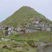 General view of Cnoc Dubh shieling hut.