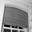 Interior. Detail of drawing room window wooden roller shutters