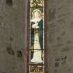 Interior. Chancel. Stained glass window. Detail