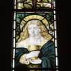 Interior. Chancel. Stained glass window. Detail