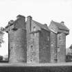 Dundee, Claypotts Road, Claypotts Castle.
General view of angle tower.