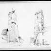 Photographic copy of drawings showing church tower from North and South.
