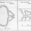 Comparitive drawings of Muirburn, Peebles and Blackbury Castle, Devon.