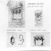Photographic copy of comparative sketches of Sedilia and Piscina in Choir between Lincluden College, Chrichton Church and Dunglass Chuch.