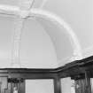 Interior.  Detail of cornice and ceiling plasterwork.