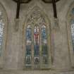 Interior. View of stained glass window in E wall