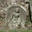  View of gravestone showing figure of girl, Castleton Churchyard