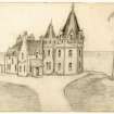 Pencil drawing of John o Groats house, Caithness