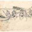 Drawing of Vikings pulling boat ashore
