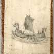 Drawing of imaginative reconstruction of a Viking longship
