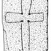 Scanned ink drawing of cross slab from Temple, Urquhart Bay