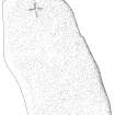 Scanned ink drawing of Learable Hill cross-incised stone