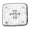 Scanned ink drawing of cross-incised portable altar