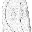 Scanned ink drawing of Craigton Pictish symbol stone