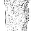 Scanned ink drawing of Kintradwell 1 Pictish symbol stone