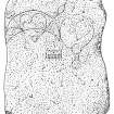 Scanned ink drawing of Kintradwell 3 Pictish symbol stone