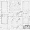 Huntly, Gordon Schools: Ground floor plan, Basement floor plan (1:100) Site plan (1:1250) and Moulding details (1:4)