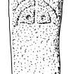 Scanned ink drawing of Grumbeg 1 cross-incised stone