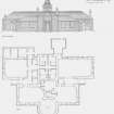 Kinghorn Burgh School: East elevation and Ground floor plan (1:100) and Site plan (1:1250)