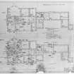 Photographic copy of plans of basement, ground and first floors showing details of heating and drainage. Floor plans showing details of lighting.