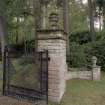 Main E Gatepiers. Detail of gates and urns