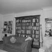 Interior. Sitting room, detail of bookcases