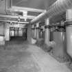 Interior view of 'Scottish Office bunker', national civil and military command and control centre showing air filtration and extraction units.