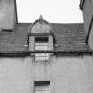 Detail of 1625 window pediment with Mr & Mrs Cowper( IC and HS) Monogram