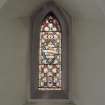 Interior. Aisle stained glass window