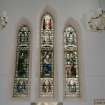 Interior. 'E' Transept detail of WWI Memorial stained glass windows of the Nativity by Ballentine & Son Edinburgh
