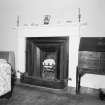 Interior.  Second floor.Upper level. Bedroom 1.  Detail of fireplace.