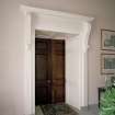 Interior. Ground floor. Entrance Hall. Dining room doors. Detail. closed