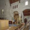 Interior. View of chancel showing lecturn, pulpit and organ