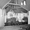 Interior. View from SE gallery showing roof structure and pulpit
