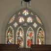 Interior. SE Aisle gallery  Ramsay-Baine Memorial stained glass window by Ballantine