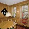 Interior. First floor. Dining room showing windows and  panelling