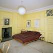 Interior. Third floor. Master bedroom showing fireplace, fanlight, panelling and stair