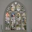 Interior. N wall W  stained glass window depicting Abel, Abraham, Moses and David by Christopher Whall 1896