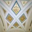 Interior. Boudoir Detail of painted vaulted ceiling with inset painted neo-classical panels