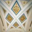 Interior. Boudoir Detail of painted vaulted ceiling with inset painted neo-classical panels (CN only)