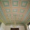 Interior. Ante Drawing room View of painted, vaulted and coffered ceiling