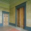 Interior. Dining room  Detail of doors, Tynecastle Canvas freize, cornice and floor