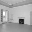 Interior. First floor View of a bedroom showing marble fireplace