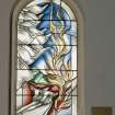 Interior. Detail of N side main hall window (Day of Atonement)