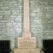 Interior.
View of Celtic cross memorial to officers, non commissioned officers and men of Royal Scots Regiment lost between July 1857 and November 1870.