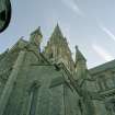 View from NE end near choir looking up to main tower and steeple.