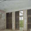 Interior view of bomb store shed showing steel doors.