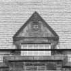 Museum block, north front, detail of pediment above dormer