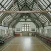 Interior. Hall view from NW showing roof structure