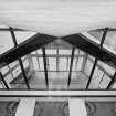 Interior. Elevated view of entrance porch from N